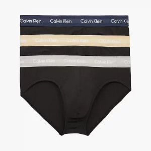 CALVIN KLEIN - Slip in Confezione da 3 - Cotton Stretch Grigio/Blu/Beige