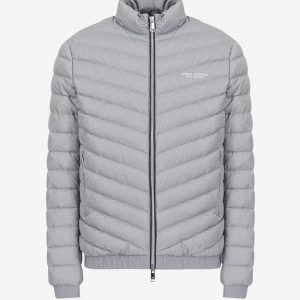 ARMANI EXCHANGE - Giubbotto imbottito in piuma richiudibile con pouch Grigio