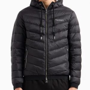 ARMANI EXCHANGE - Piumino Uomo Fullzip con Cappuccio Nero