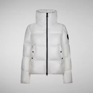 SAVE THE DUCK - Giacca Isla Puffer da Donna con Collo Alto Bianco
