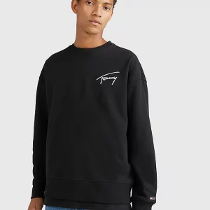 Tommy Hilfiger - FELPA Uomo SIGNATURE RELAXED FIT CON LOGO RICAMATO Nera