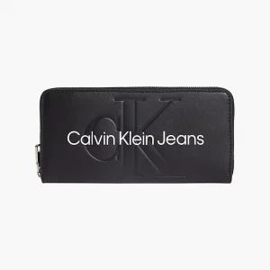 CALVIN KLEIN JEANS - Portafoglio Donna con Zip Integrale e Logo Nero