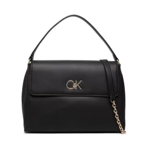 CALVIN KLEIN - Borsa Donna con Chiusura Logo Girevole Nero