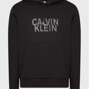 Calvin Klein - Felpa nera con cappuccio e logo distorto Nera