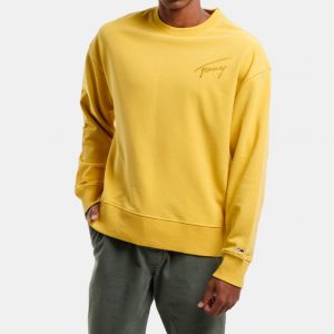Tommy Hilfiger - FELPA Uomo SIGNATURE RELAXED FIT CON LOGO RICAMATO Gialla