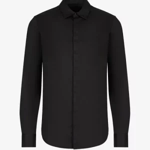 Armani Exchange - Camicie Classiche con logo cucito sul colletto