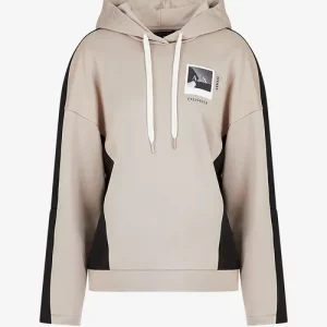 ARMANI EXCHANGE - Felpa Donna Bicolore con Cappuccio Beige/Nero