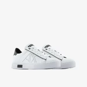 ARMANI EXCHANGE - Scarpe Donna Bianca in action leather con inserti in vernice e dettagli specchiati