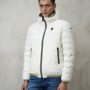 BLAUER - Piumino Uomo Reversibile Termosaldato Donald Bianco