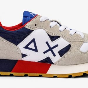 SUN 68 - Scarpe Boy's Jaki Tricolors (Teen) Bianco/Navy Blue