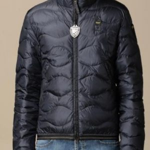 BLAUER - Piumino Corto Imbottito a Onde Uomo Blue