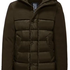 BOMBOOGIE - Parka Bimaterico Imbottito in Piuma Marrone Scuro