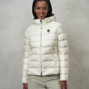BLAUER - Piumino Donna Sfiancato con Cappuccio Charme Bianco