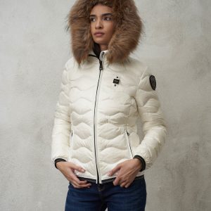 BLAUER - Piumino Corto Imbottito Piuma Aldie Bianco