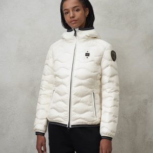 BLAUER - Piumino Donna a Onde Colori Moda Camelia Bianco