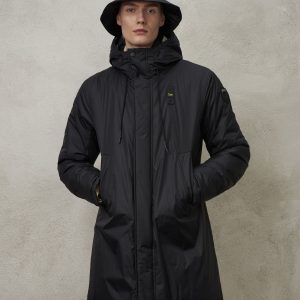 BLAUER - Piumino Lungo Uomo con Interno in Pelliccia Butler Nero