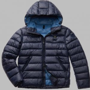 BLAUER - Giubbino Teen in nylon con cappuccio e imbottitura in ovatta Blue