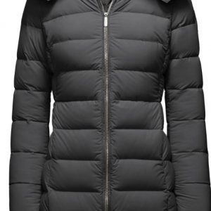 BOMBOOGIE - Piumino Donna in Nylon Stretch con Cappuccio Staccabile Grigio Antracite