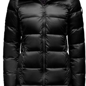 BOMBOOGIE - Piumino Donna in Nylon Bright con Cappuccio in Pelliccia Nero