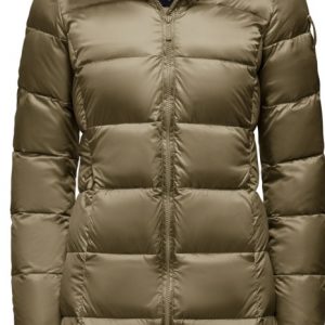 BOMBOOGIE - Piumino Donna in Nylon Bright con Cappuccio in Pelliccia Bronzo