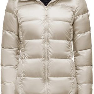 BOMBOOGIE - Piumino Donna in Nylon Bright con Cappuccio in Pelliccia Grigio Cristallo
