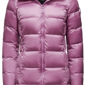 BOMBOOGIE - Piumino Donna in Nylon Bright con Cappuccio in Pelliccia Malva