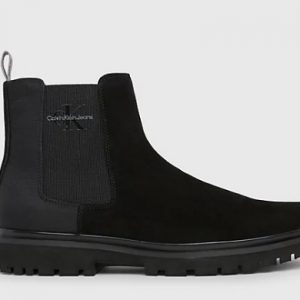 CALVIN KLEIN JEANS - Stivaletti Uomo Chelsea in Camoscio Nero