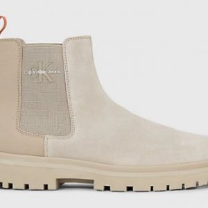 CALVIN KLEIN JEANS - Stivaletti Uomo Chelsea in Camoscio Beige