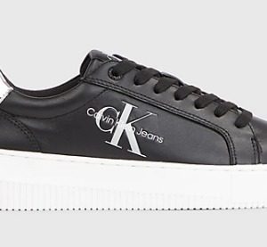 CALVIN KLEIN JEANS - Sneaker Donna in Pelle Nere/Argento