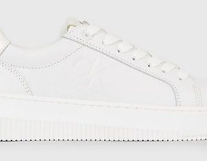 CALVIN KLEIN JEANS - Sneaker Donna in Pelle Bianche/Bianco Crema
