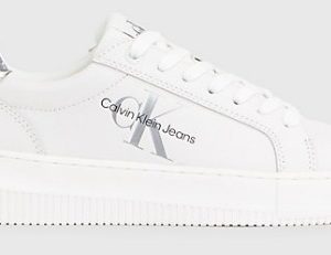 CALVIN KLEIN JEANS - Sneaker Donna in Pelle Bianche/Argento