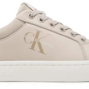 CALVIN KLEIN JEANS - Sneaker Donna Suola Classica Bianca Guscio d'Uovo Contrasto Fluo