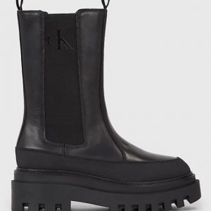 CALVIN KLEIN JEANS - Stivali Donna in Pelle con Zeppa Triplo Nero