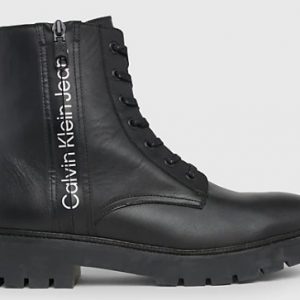 CALVIN KLEIN JEANS - Stivaletti Uomo in Pelle Combat Mid Nero