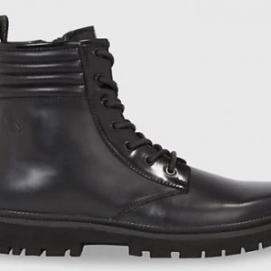 CALVIN KLEIN JEANS - Stivaletti Uomo in Pelle Fodera Twill Triplo Nero