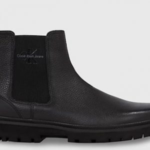 CALVIN KLEIN JEANS - Stivaletti Uomo in Pelle Eva Mid Chelsea Triplo Nero