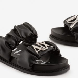 ARMANI EXCHANGE - Sandali flat in eco-nappa con fasce elastiche Nero