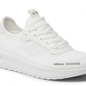 ARMANI EXCHANGE - Scarpe in maglia, micro-suede e tessuto stretch Bianca