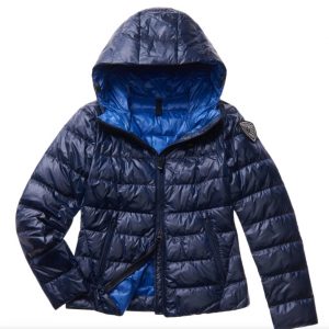 BLAUER - Giubbino Donna con Cappuccio Logo Strass Blue