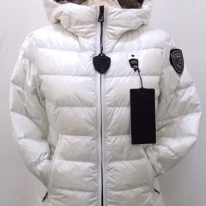 BLAUER - Giubbino Donna con Cappuccio Logo Strass Bianco