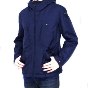 BLAUER - Giubbino Uomo in Nylon a Vento con Cappuccio Blue