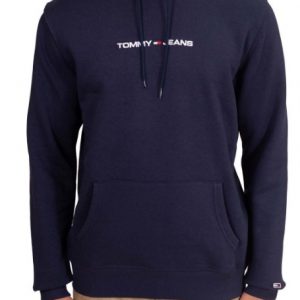 TOMMY HILFIGER - Felpa Invernale Uomo con Logo Lineare Ricamato Blue Navy