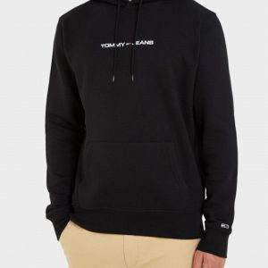 TOMMY HILFIGER - Felpa Invernale Uomo con Logo Lineare Ricamato Nero