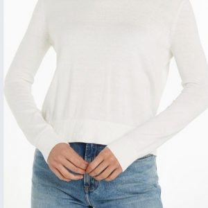 TOMMY HILFIGER - Maglione Essential Girocollo in Maglia Donna Bianco