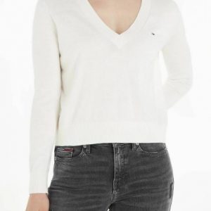 TOMMY HILFIGER - Maglione Donna Essential VNek Bianco