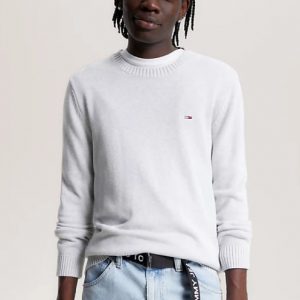 TOMMY HILFIGER - Pullover Uomo Essential con Bandierina Silver Grey Htr