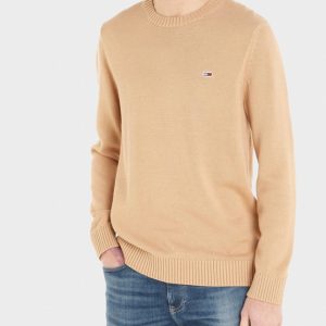 TOMMY HILFIGER - Pullover Uomo Essential con Bandierina Tawny Sand