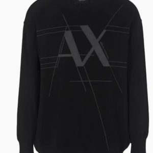 ARMANI EXCHANGE - Maglione Girocollo Uomo con Logo Ricamato Nero