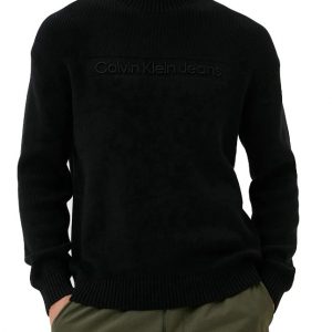 CALVIN KLEIN JEANS - Pullover Girocollo con Logo Nero