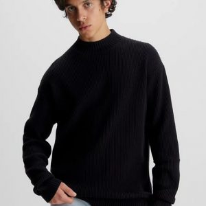 CALVIN KLEIN - Maglione in Cotone Monogramma Nero